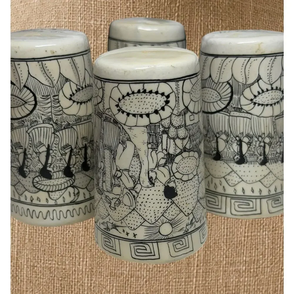 Floriberto Bustillos Xalitla Mexican Folk Art Tequila Shot Cups Set 4